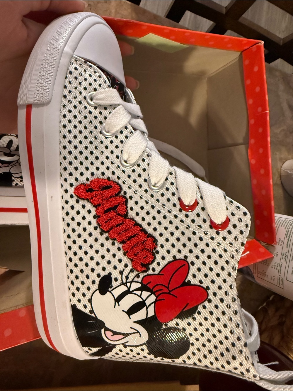 Disney White Mesh Minnie Mouse Sneakers with Red Accents - Picture 4 of 5